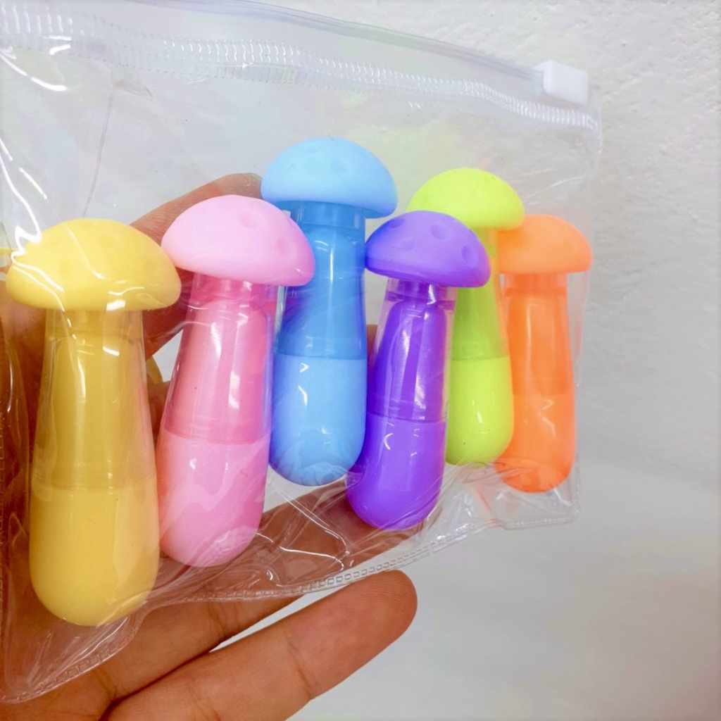 Bộ 6 Bút nhớ, Bút dạ quang Dòng Highlight Hình Nấm