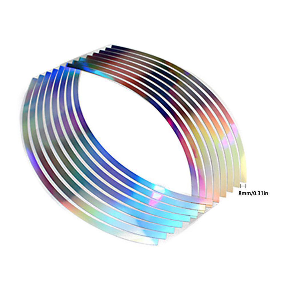 Set 16 Miếng Dán Phản Quang Dùng Trang Trí Vành Xe Ô Tô / Mô Tô 10 / 12 / 14 / 18 &quot;