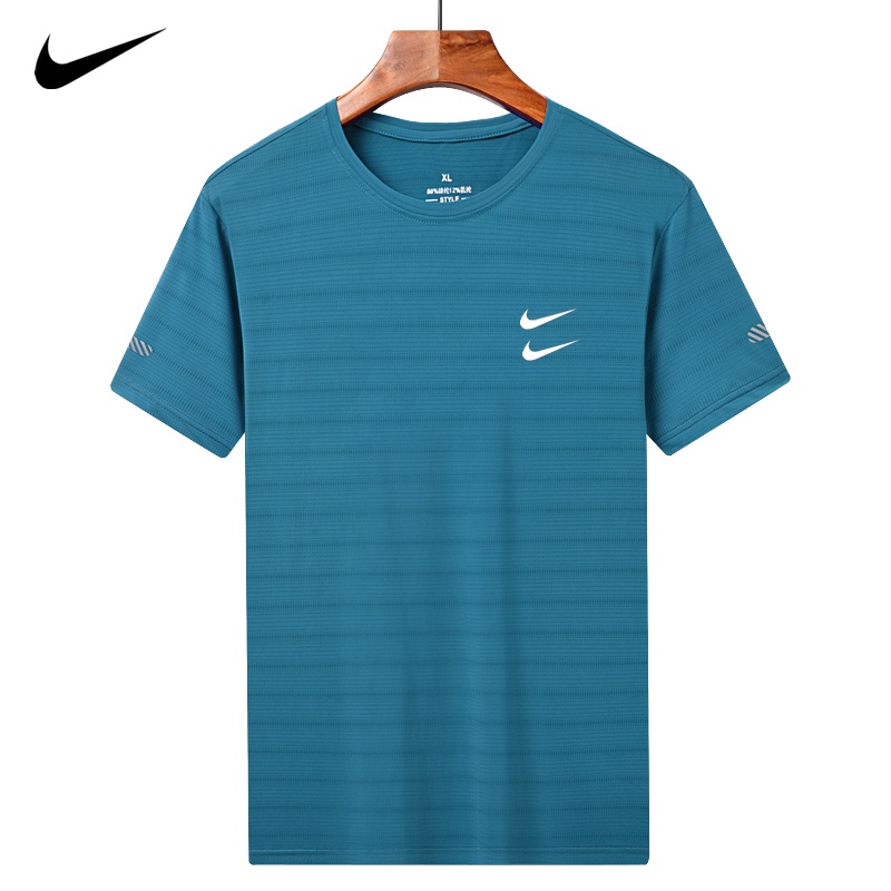 (L-8XL) Nk Áo Thun Thể Thao Phối Lưới Thoáng Khí Thấm Hút Mồ Hôi Nhanh Khô Chính Hãng Unisex