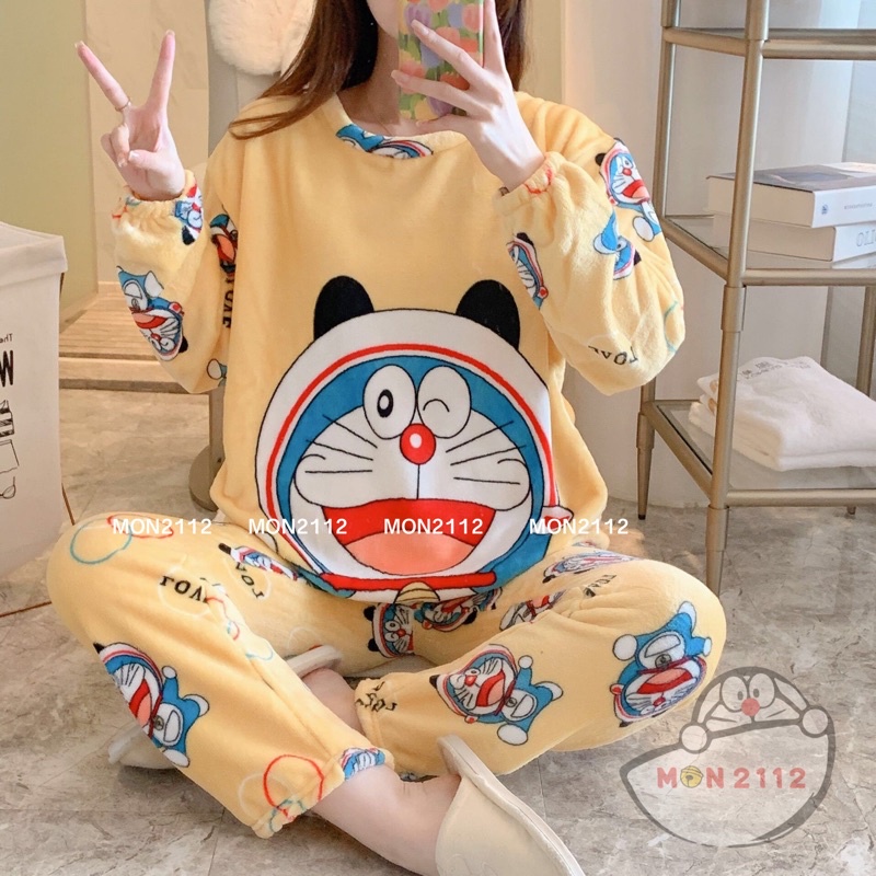 Bộ quần áo bông Doraemon Doremon tay dài thu đông