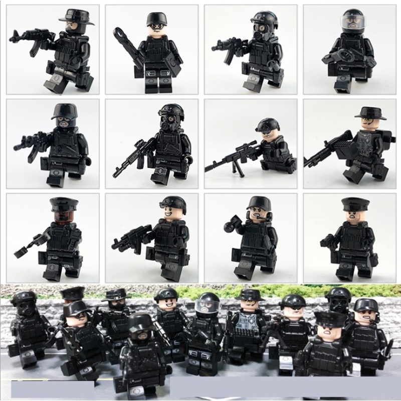 Bộ 12 Mô Hình Lắp Ráp Lego Swat Mini Cho Bé