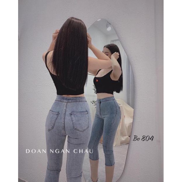 Quần bò ngố ôm sáng lửng trơn vải jean co giãn QN1967 - NhiNhi Shop  ༷