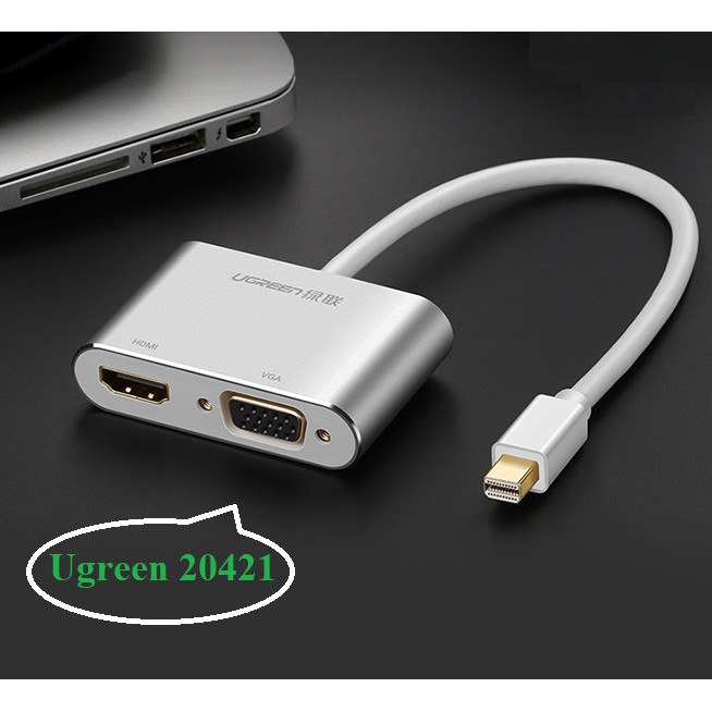 Cáp Chuyển Mini Displayport Sang HDMI + VGA UGREEN 20421 - Thunderbolt To HDMI Và VGA - Hàng Chính Hãng