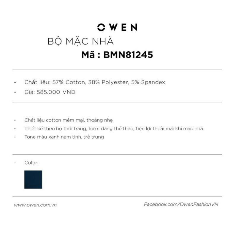 XẢ (Deal 11-11) . OWEN - BỘ NỈ NAM OWEN ỐNG BO MÀU XANH 81245 Cực . . > 🛫 . hàng Chuẩn ↺ ¹ . 1 * ₆
