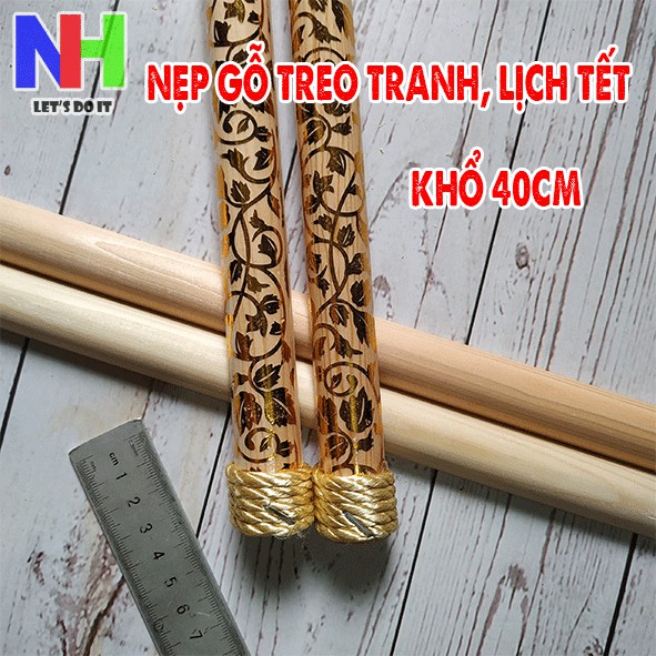 Nẹp gỗ treo tranh em bé, hình tết khổ hình 40cm