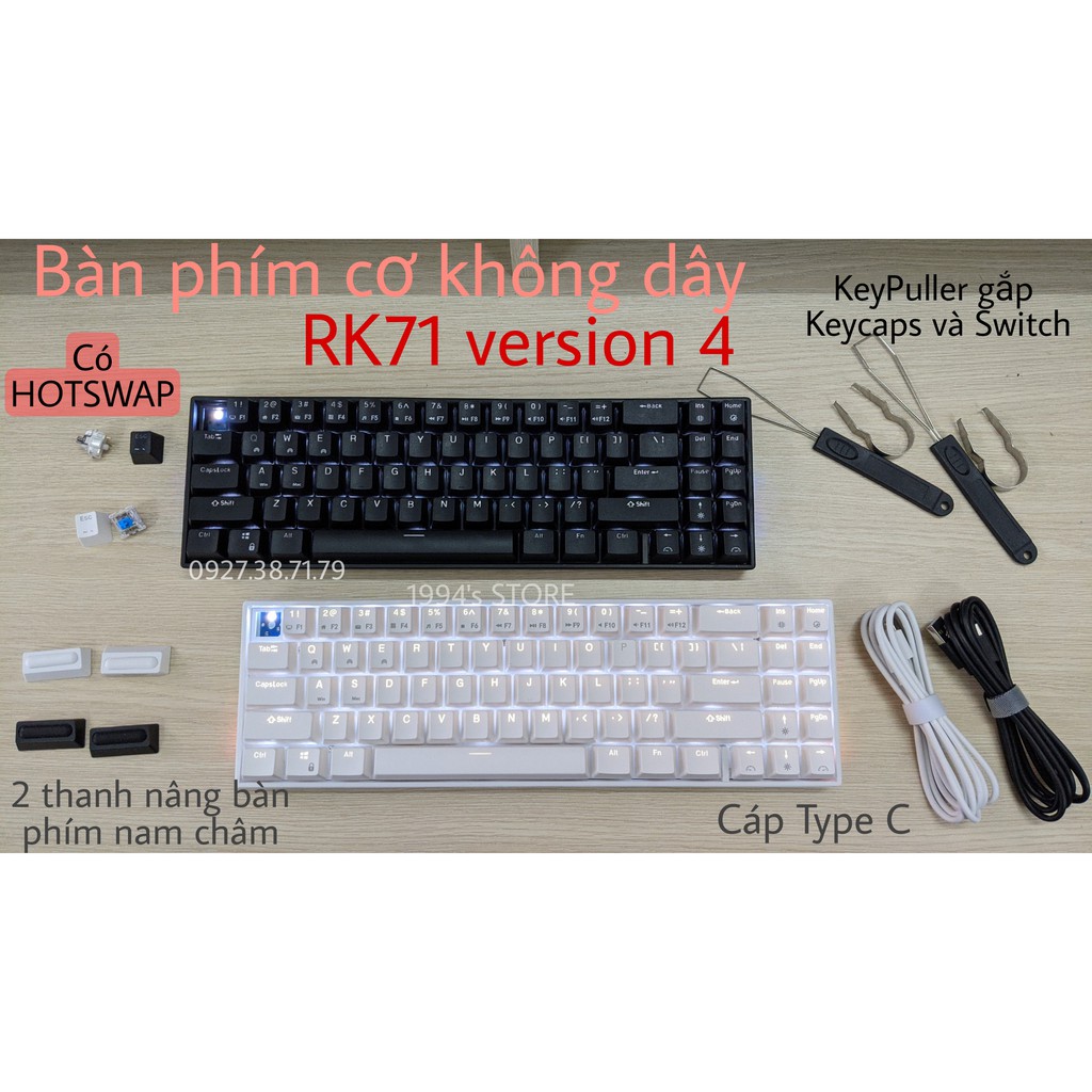 Bộ Kit Bàn Phím Cơ RK71 Pro Gaming Version 4.0 - HOTSWAP - Bluetooth 5.1 - Wireless 2.4G - Led RGB - Phần mềm CUSTOM