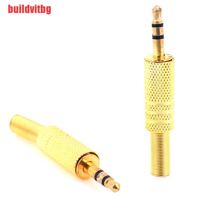 {buildvitbg}2Pcs stereo 3.5mm headphone earphone diy male audio jack plug solder connector GVQ