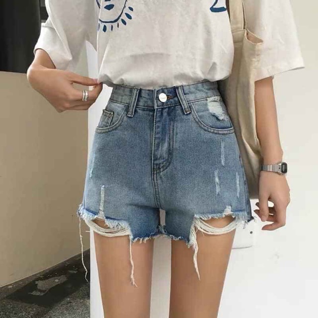 Quần short jean rách QC