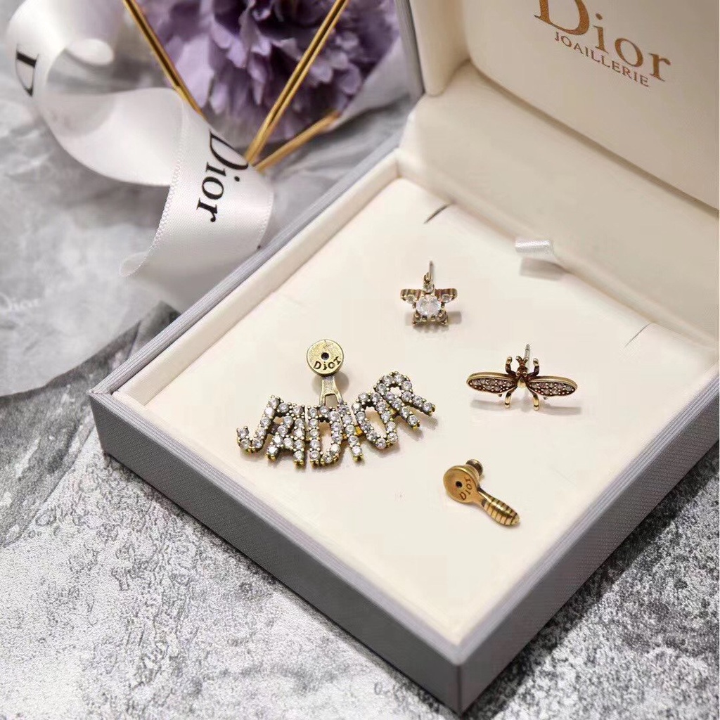 Khuyên Tai Tròn Bằng Thép Titan In Logo Dior Thời Trang Cho Nữ
