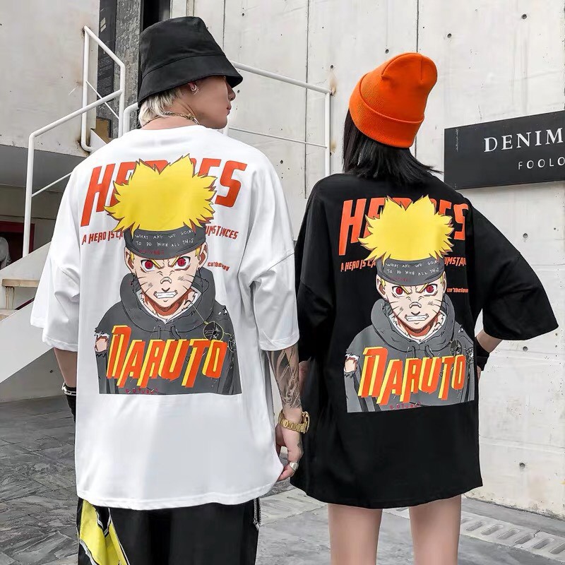 Áo thun tay lỡ unisex form rộng NARUTO nam nữ phong cách ulzzang Wind