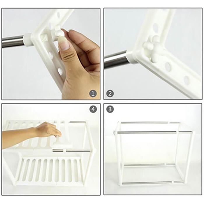 Kệ Để Đồ Gầm Trạn Nhà Bếp 2 Tầng Đa Năng Chất Liệu Inox Và Nhựa Cao Cấp Có Thể Điều Chỉnh Kích Thước