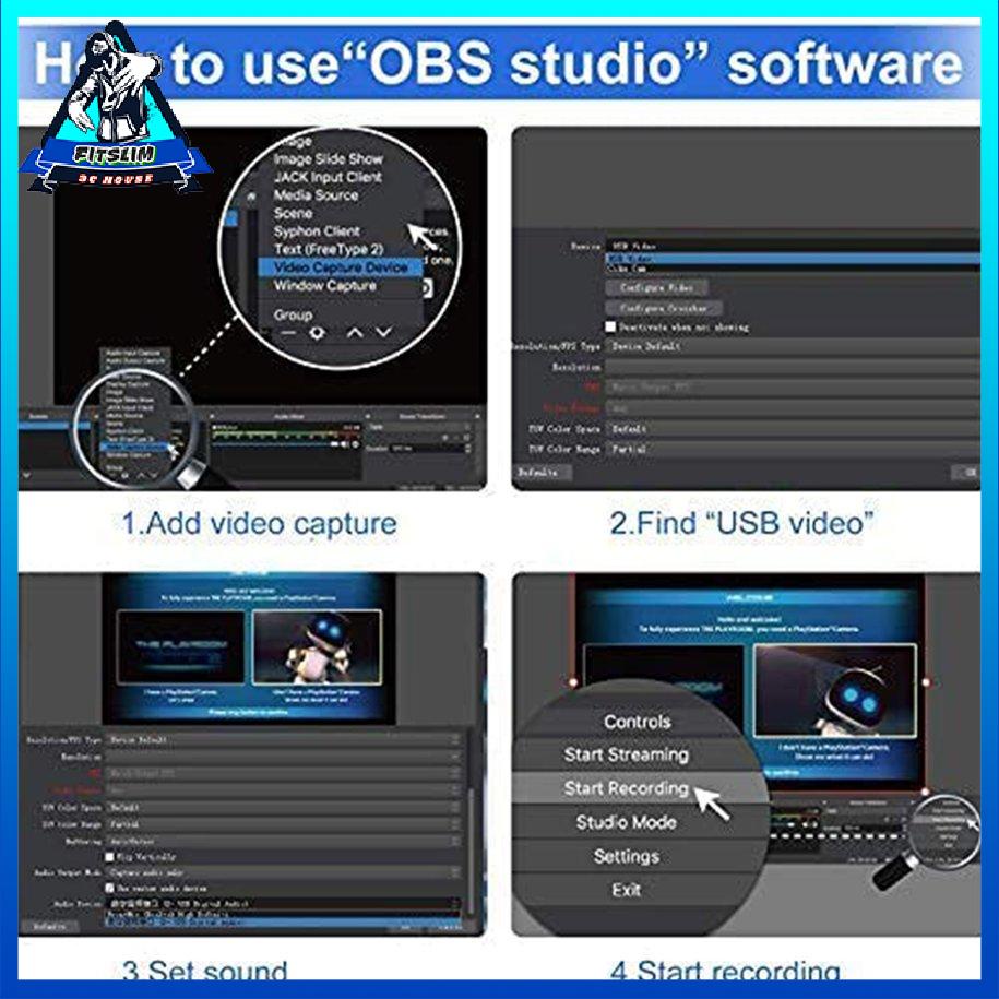 Capture Card USB 3.0 to HDMI Tương thích với đầu ghi video Capture Box Converter [8/4]