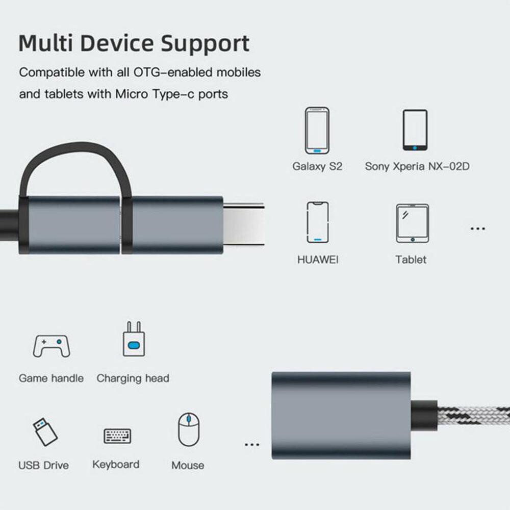 Cáp chuyển đổi OTG sạc giao diện mini type-c micro USB sang USB 3.0 USB 3.0 2 trong 1 cho Android
