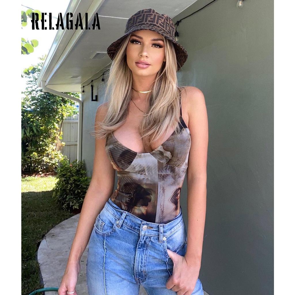 Jumpsuit Hở Lưng Cổ Chữ V In Họa Tiết Tương Phản Thời Trang Quyến Rũ Cho Nữ 2021 | BigBuy360 - bigbuy360.vn