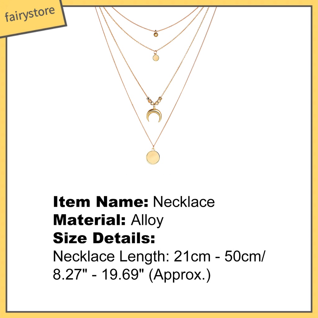 Dây chuyền nhiều lớp mặt trăng khuyết thời trang cho nữ
