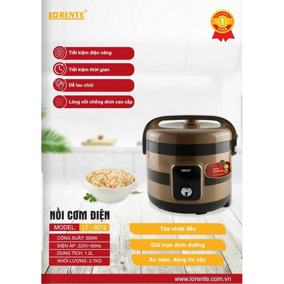 NỒI CƠM LORENTE LÒNG NIÊU , SIÊU  NGON CƠM SIZE 1.2L VÀ 2.2L