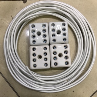 Combo 10m dây chịu nhiệt 4.0mm và 04 sứ chịu nhiệt loại to 5cm