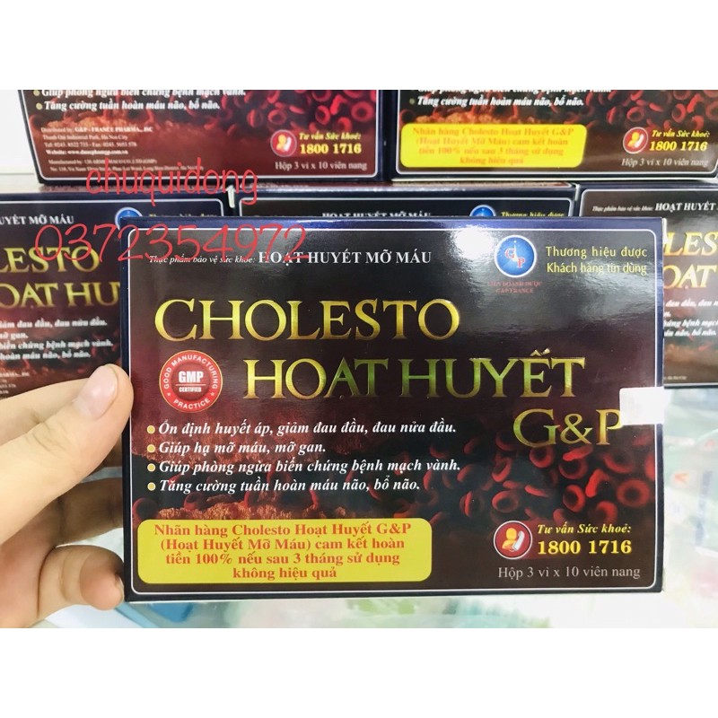 CHOLESTO HOẠT HUYẾT GP hộp 30 viên Giảm mở máu và tăng cường lưu thông máu
