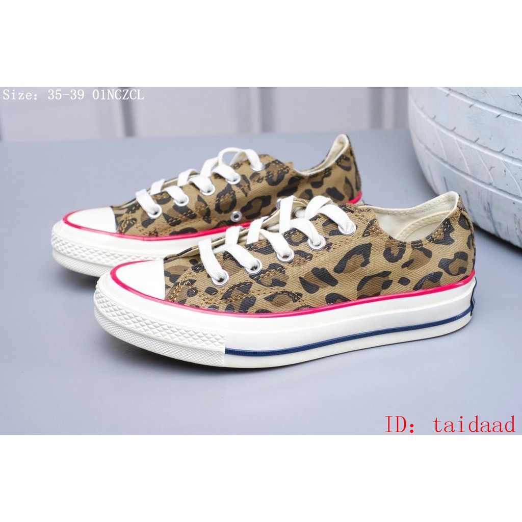 giày thể thao canvas cổ thấp họa tiết da báo thời trang