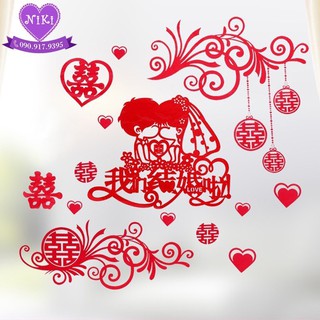 *BỘ HỶ DÁN KÍNH TỰ TAY TRANG TRÍ NGÀY CƯỚI ( xịt nước lên dán)