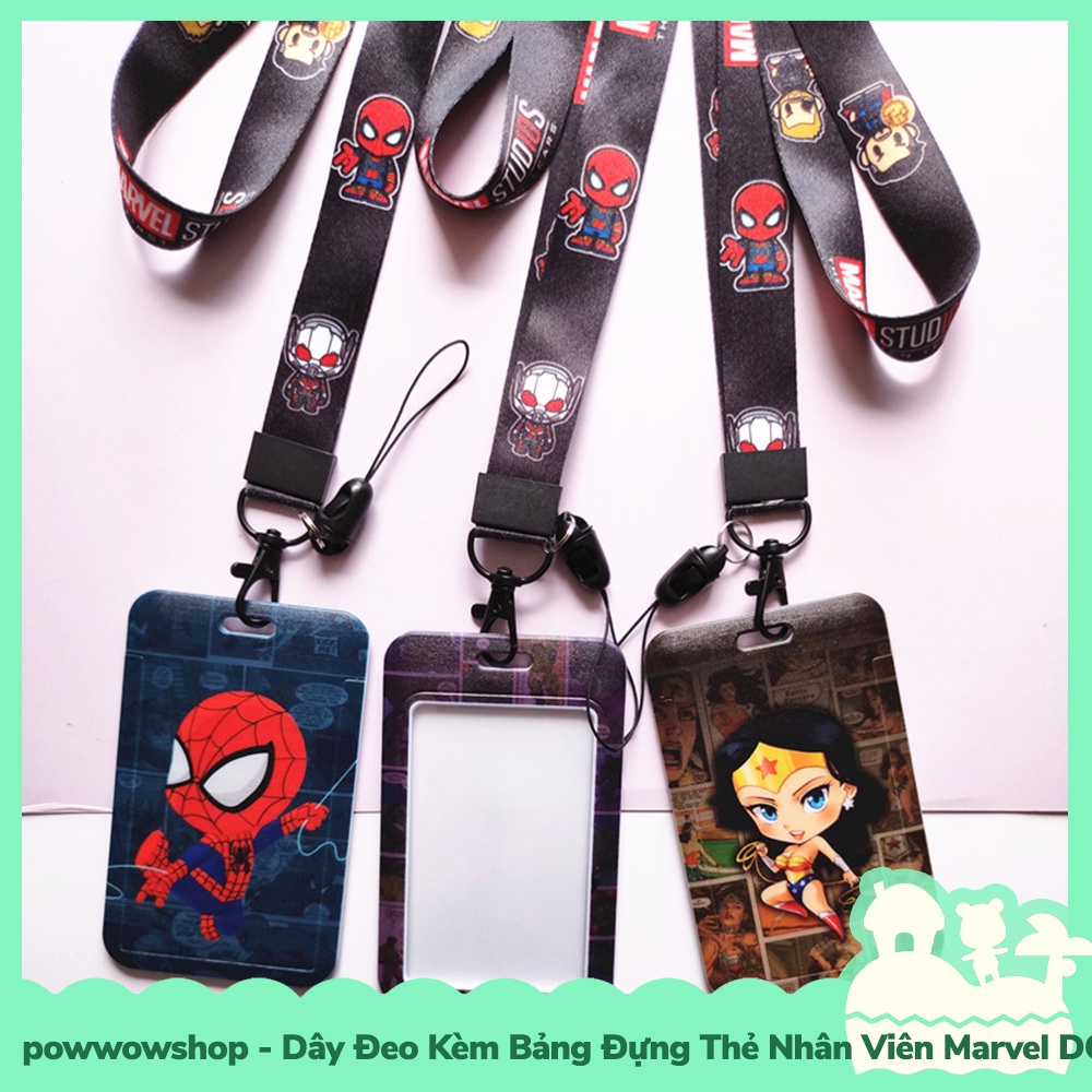 [Sẵn VN - Hỏa Tốc] Dây Đeo Thẻ Bao Thẻ Nhân Viên Nhựa PVC Super Heroes Siêu Anh Hùng Marvel DC
