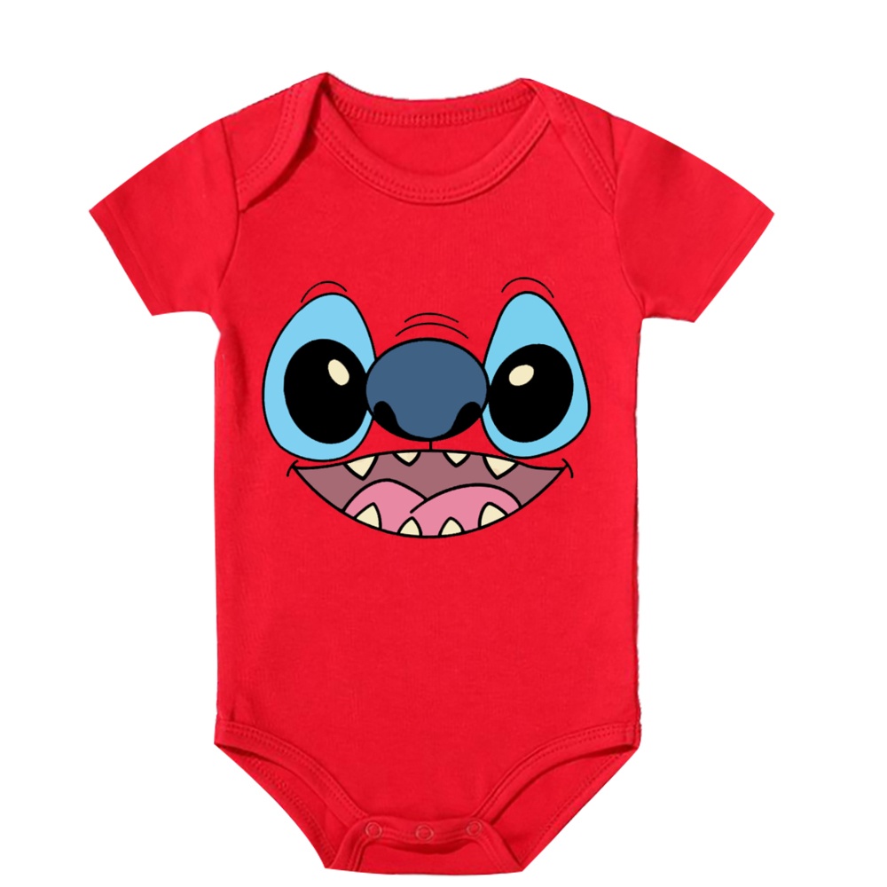 Lilo & stitch Áo Liền Quần Ngắn Tay Bằng cotton Đáng Yêu Vui Nhộn Cho Bé Sơ Sinh