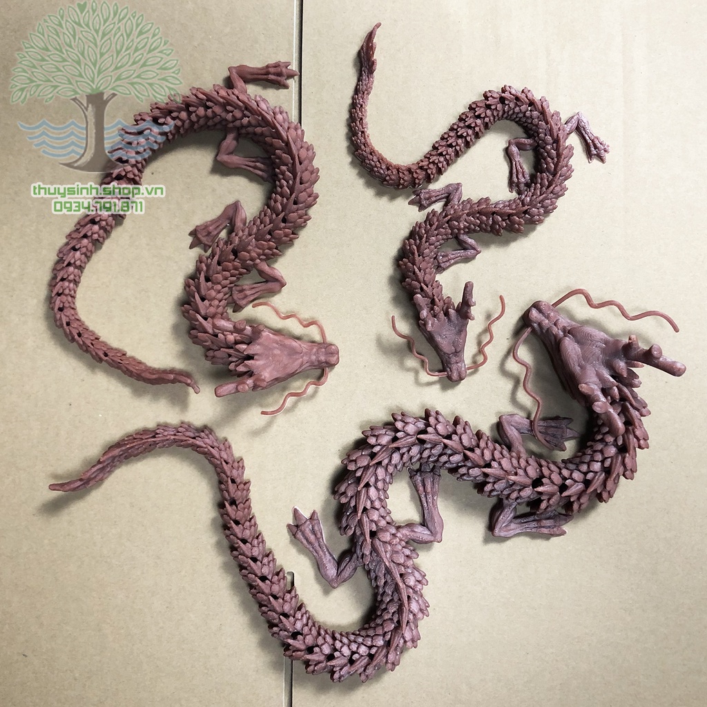 Mô Hình Rồng Màu Nâu cử động khớp linh động in công nghệ 3D trang trí nhà cửa, bàn trà, hồ thủy sinh, tiểu cảnh