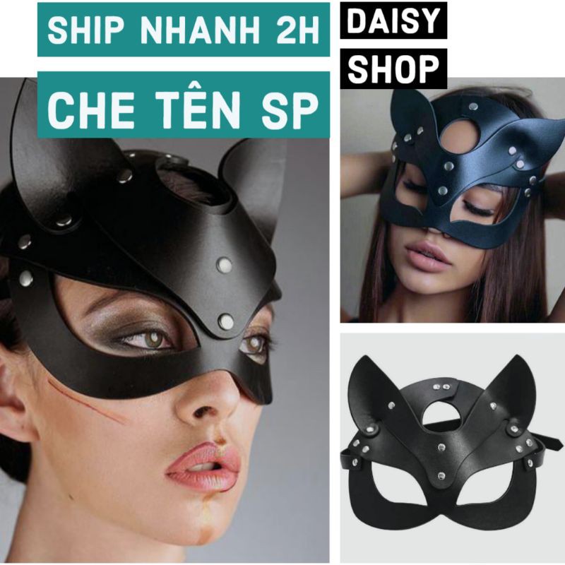 Mặt nạ halloween mèo báo đen sexy cat woman chất liệu da hóa trang - phụ kiện cosplay