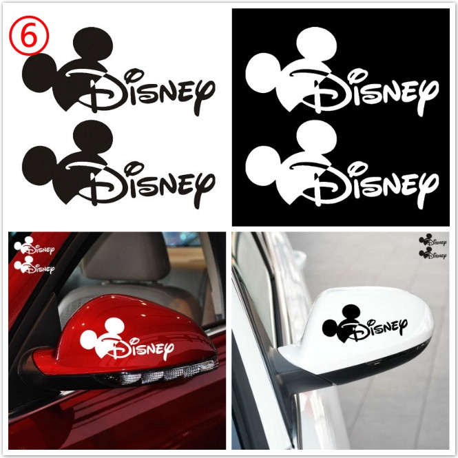 Miếng Dán Trang Trí Gương Chiếu Hậu Xe Hơi / Mô Tô Hình Mickey Minnie Dễ Thương