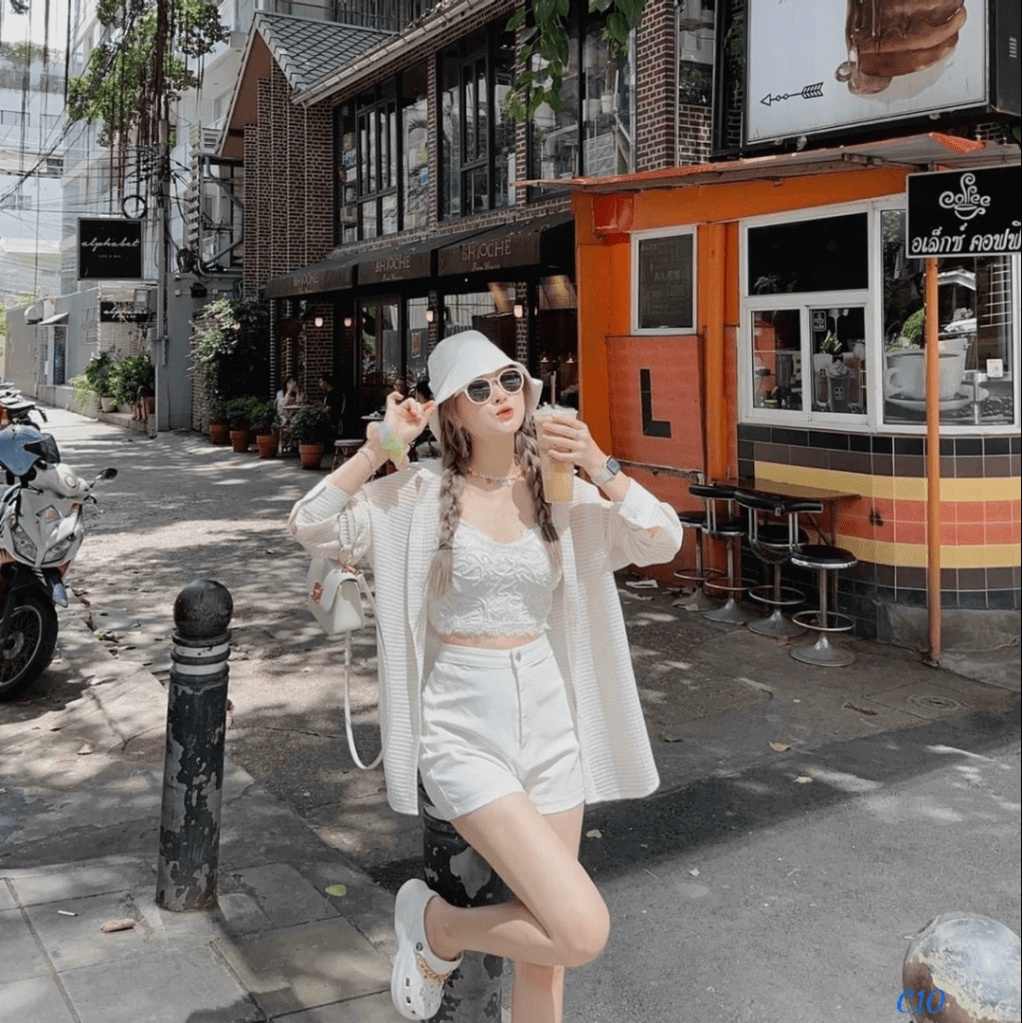 SET 3 IN 1 ÁO KHOÁC XỐP, LÓT REN, QUẦN FORD SIÊU XINH UP Shop Valentina