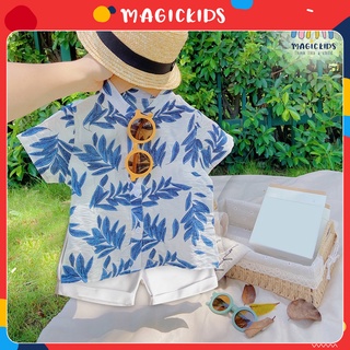 Bộ đồ bé trai 1-7 tuổi size đại cho bé đi biển đi chơi họa tiết hoa lá thoáng mát Magickids Quần áo trẻ em