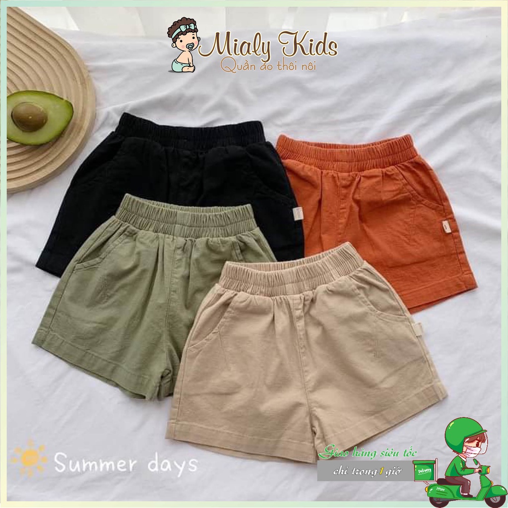 Quần Đùi Trơn Nhiều Màu Cho Bé Trai Bé Gái (8-21kg) - Quần Sooc Chất Linen Mềm Mát, Kiểu Dáng Sành Điệu