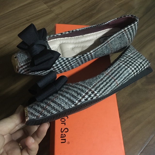 Giày bệt nơ kẻ caro size 38  - Hàng Quảng châu cao cấp