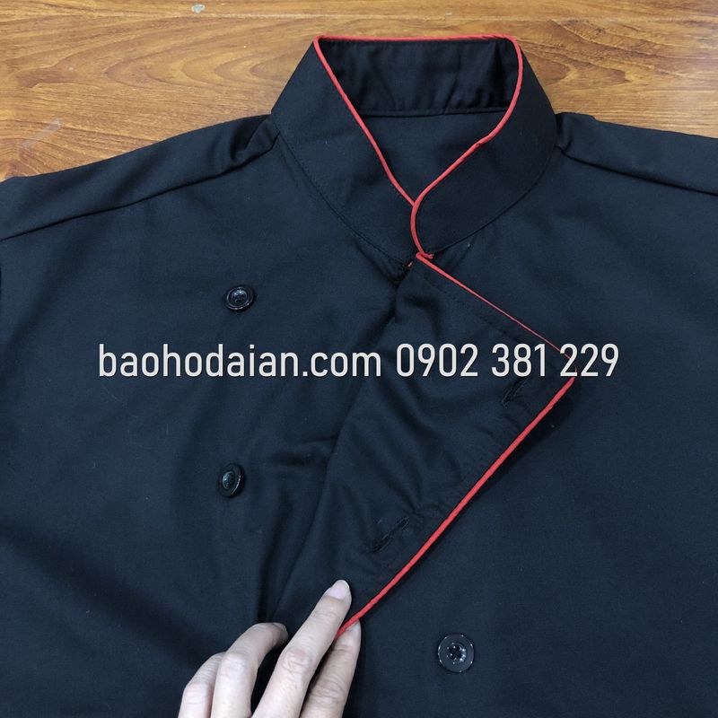 Áo đồng phục đầu bếp tay ngắn có viền thiết kế trẻ trung