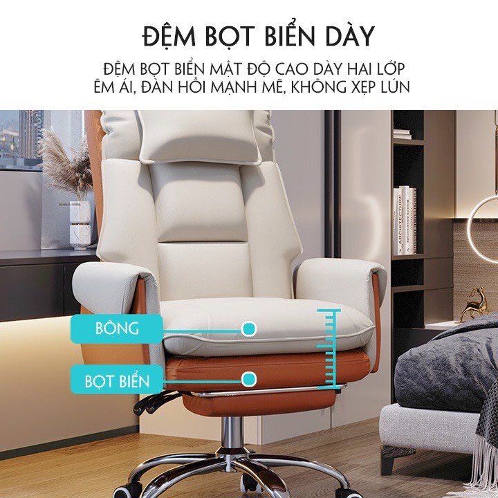 Ghế văn phòng , làm việc , sofa chân xoay nâng hạ có gác chân , ngã lưng