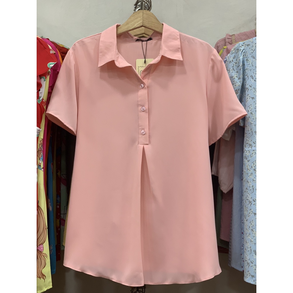 [SIZE 40-80KG] Áo bầu trắng cổ sơ mi công sở vải đũi cao cấp thoáng mát lịch sự 1 lớp độ dày vừa phải có size 80kg