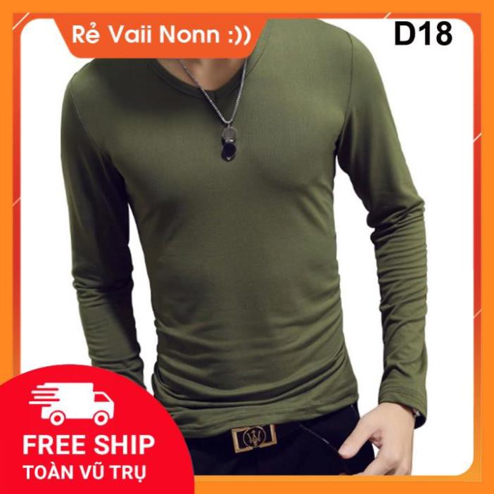 [Hot Sale ] Áo phông nam tay dài cổ tim nhiều màu - không nhăn mềm min thấm hút mồ hôi