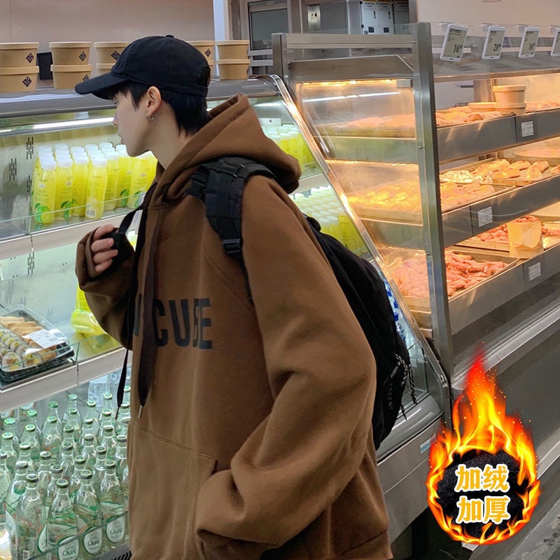 Áo Hoodie Thu Đông Dáng Rộng In Họa Tiết Phong Cách Hong Kong Cho Nam Giới Có Size S-4Xl Có 3 Phong Cách