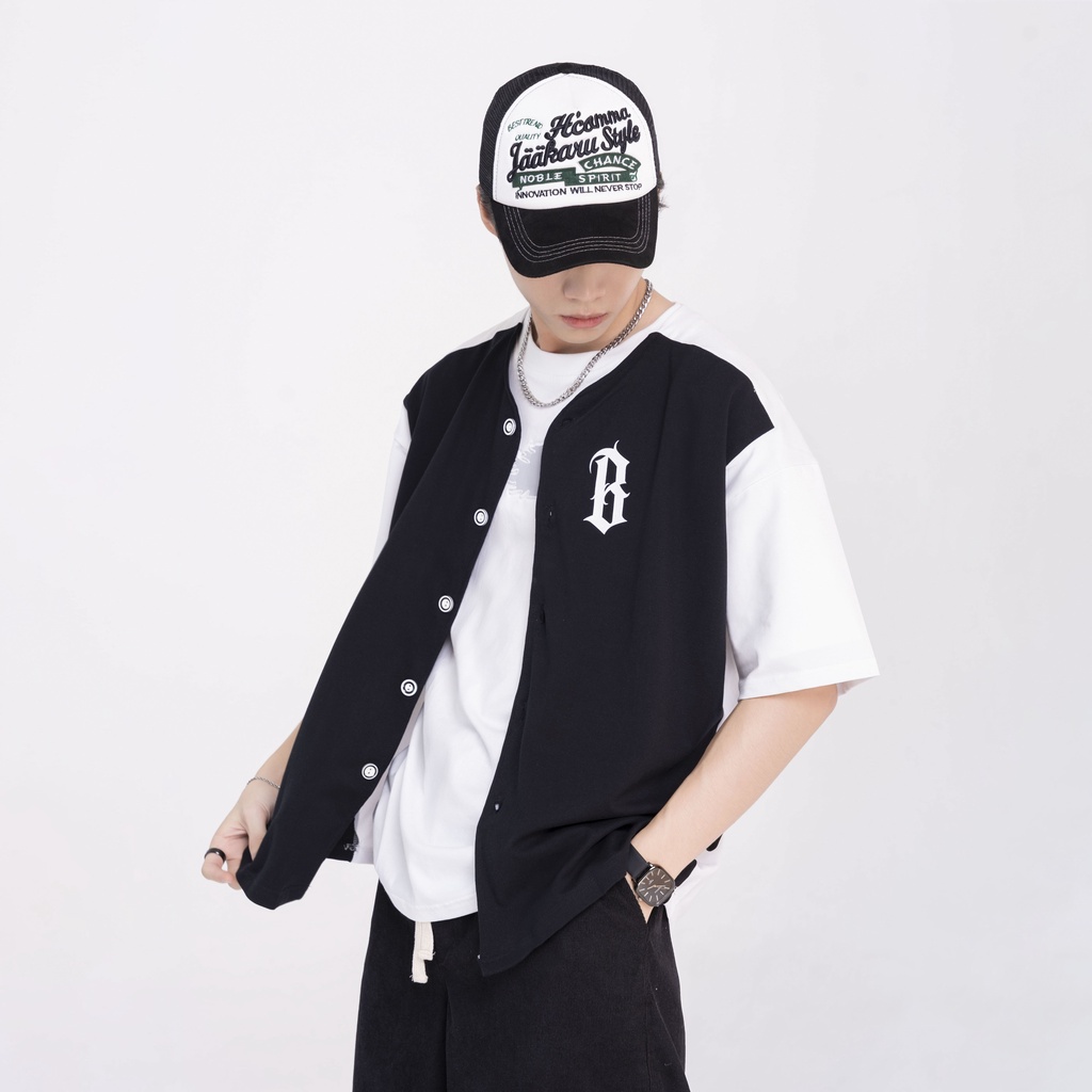 Áo sơ mi bóng chày BJHG unisex form rộng phong cách Hàn quốc Local Brand