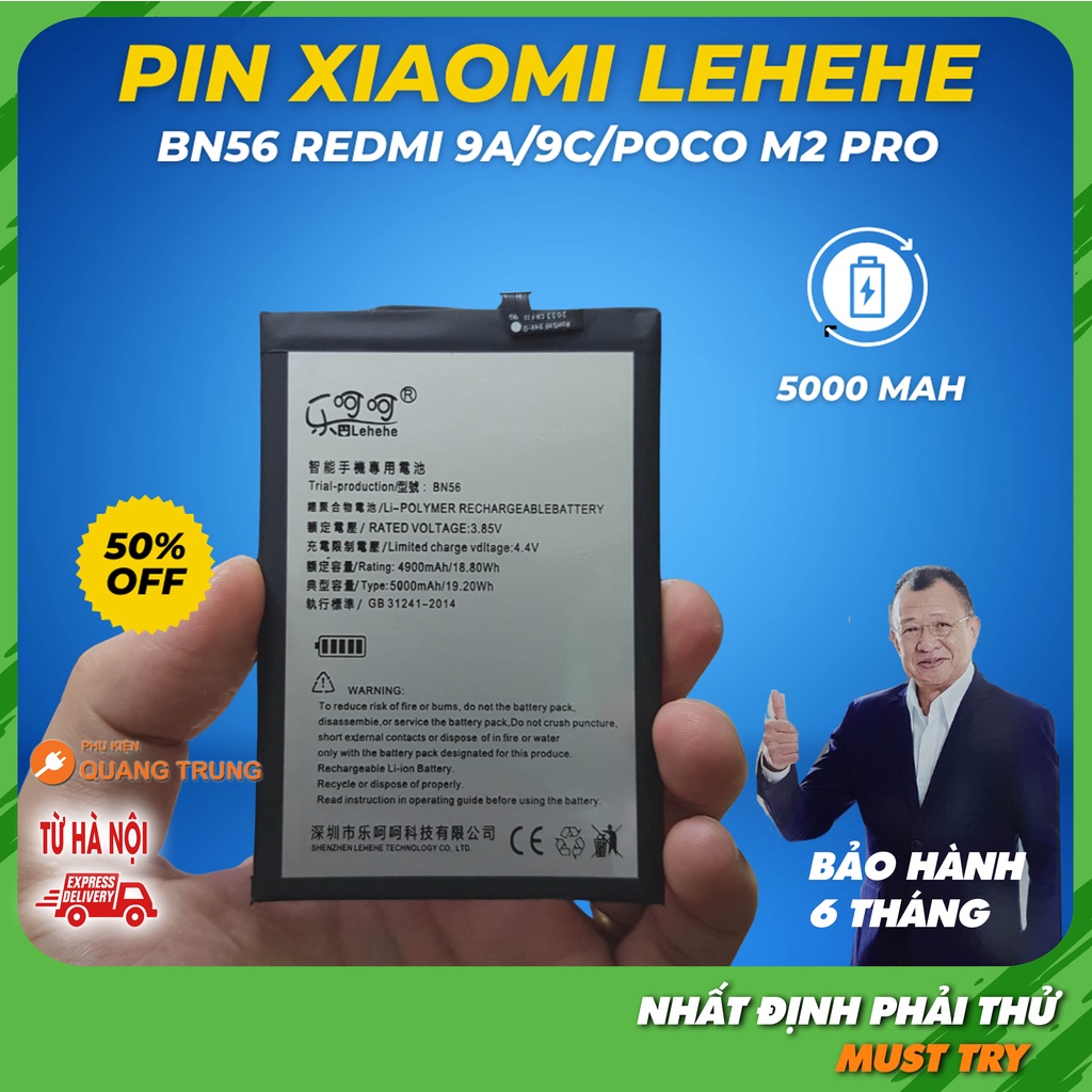 Pin xiaomi BN56 chính hãng Lehehe dành cho Redmi 9A/9C/XIAOMI POCO M2PRO