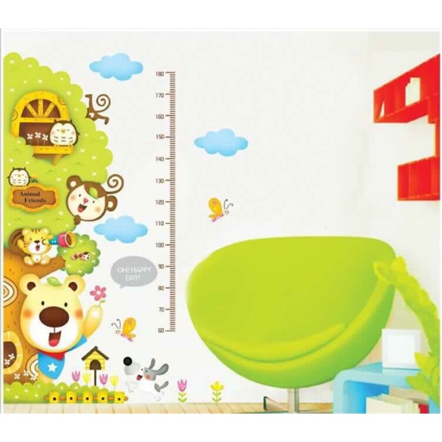 DECAL DÁN TƯỜNG HÌNH DÁN THƯỚC ĐO ĐỘNG VẬT NGỘ NGHĨNH