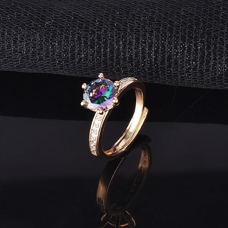 Nhẫn mạ vàng đính kim cương giả moissanite sang trọng cho nữ pt950