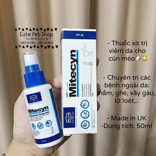 Xịt trị nấm ghẻ ALKIN MITERCYN cho cún mèo