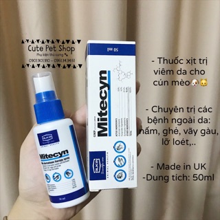 Xịt trị nấm ghẻ Alkin Mitecyn cho cún mèo🐶🐱