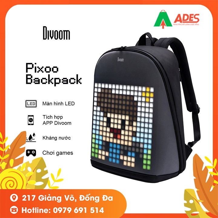 Balo Divoom Pixoo Backpack - Bảo Hành Chính Hãng - Có Màn Hình LED, Ngăn Chứa Lớn, Chống Thấm Nước - NEW 2021