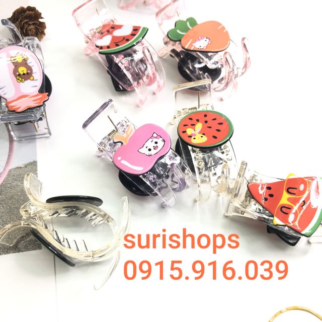 Kẹp tóc gấp 3 chấu trái cây a2
