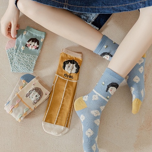 Vớ cô gái Girl cổ cao màu vintage