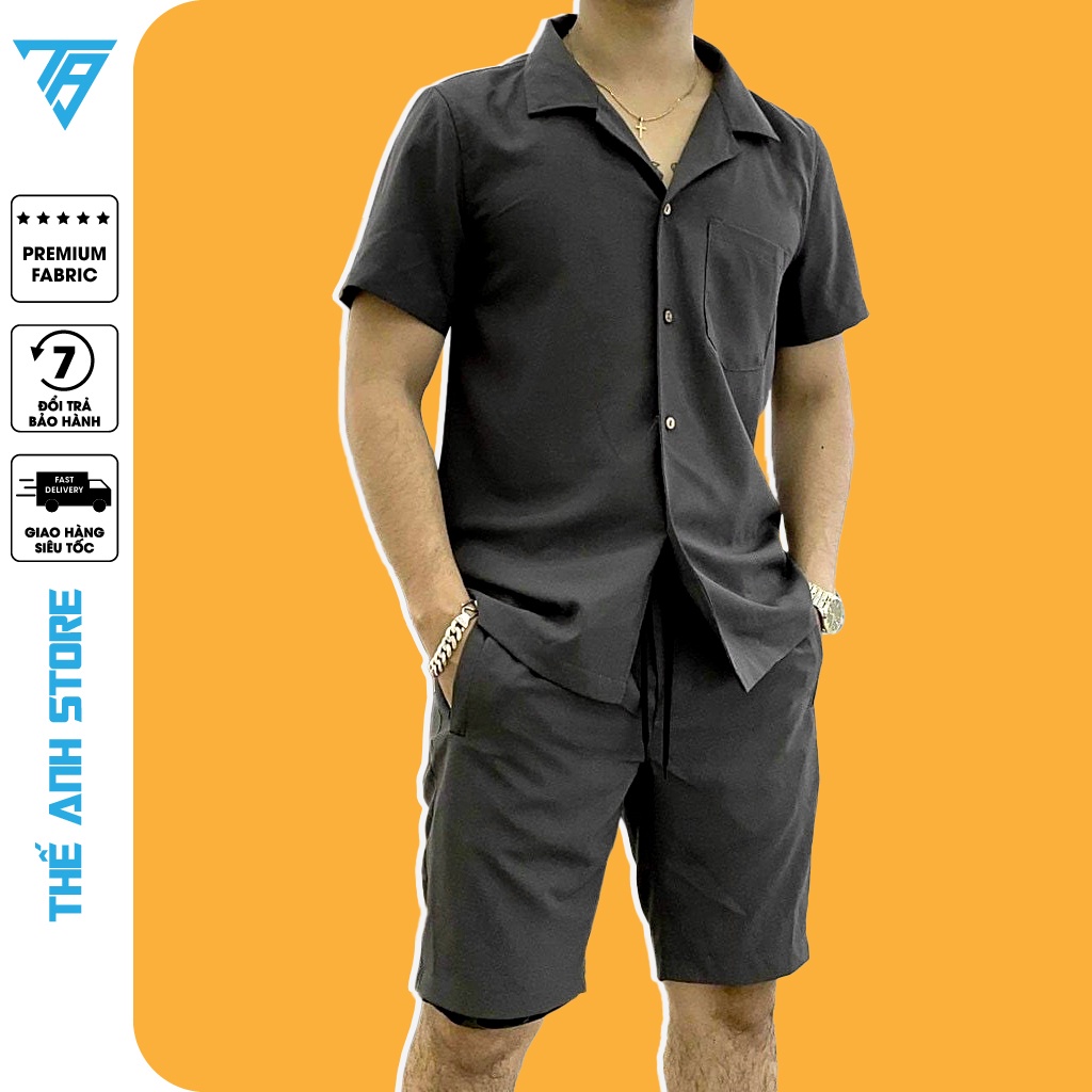 Bộ đũi lụa nam cổ vest, Đồ bộ thể thao nam mặc nhà cao cấp chất liệu đũi Lụa Linen, BN.HH003