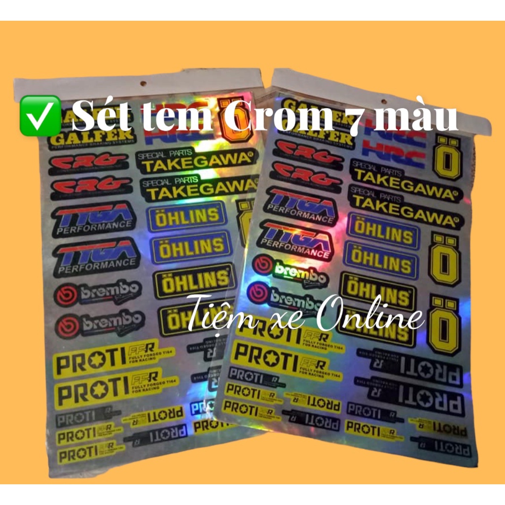 Bộ tem mạ crom 7 màu 40 Tem Trong 1 Tấm