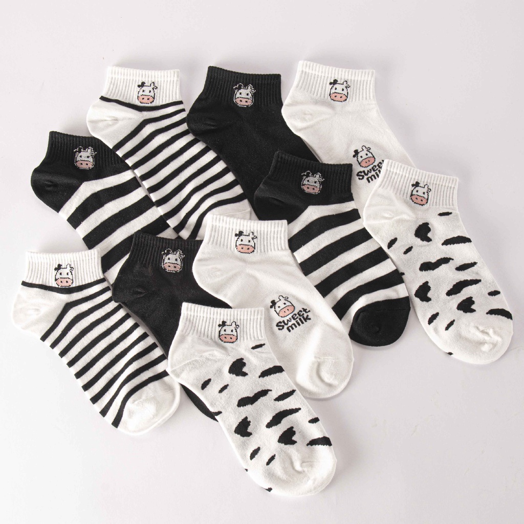 Set 5 tất bò sữa Bivota tất cổ ngắn hàn quốc unisex cực xinh T128